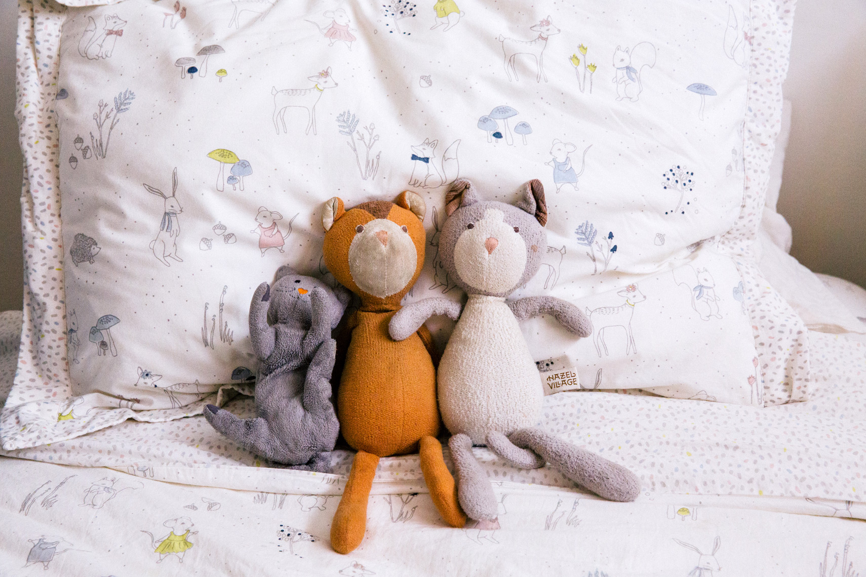 Child with stuffed animal in soft warm light, lifestyle family photography